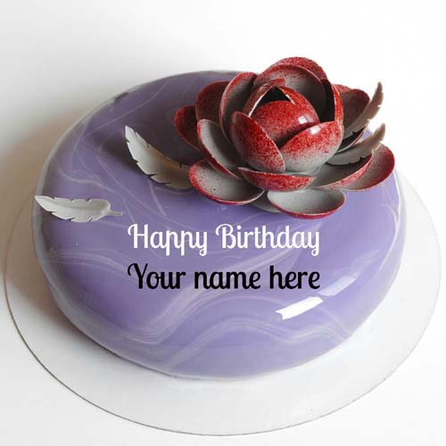 Blackcurrant Birthday Name Cake With Flower For Sister