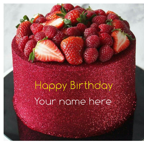 Strawberry Toppings Birthday Cake With Name For Love