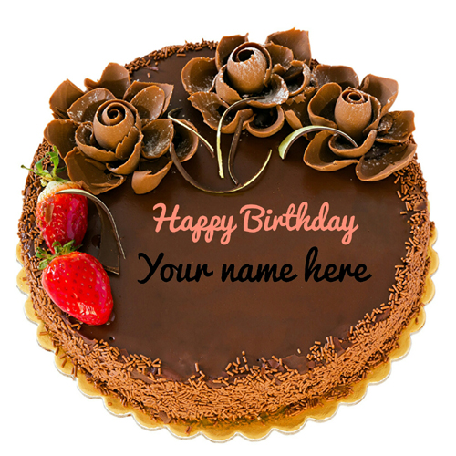 Chocolate Strawberry Flower Birthday Cake With Name