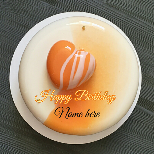 Vanilla Orange Birthday Cake With Name For Dear Wife