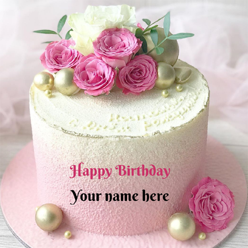 Flower Birthday Cake With Name On It