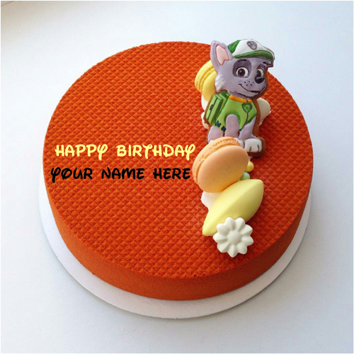 Orange Flavored Cartoon Birthday Cake With Kid Name