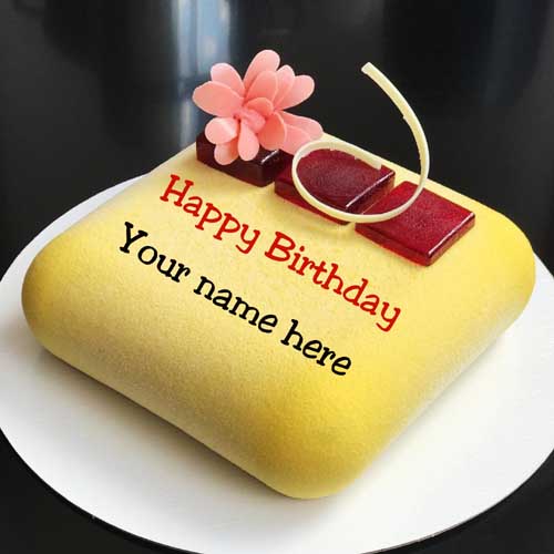 Mango Flavor Square Happy Birthday Name Cake