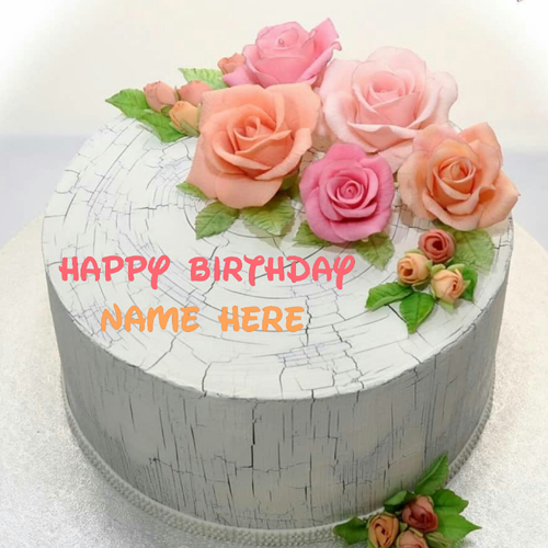 Creative Flower Birthday Cake With Name On It