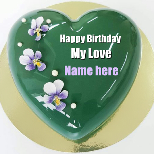 Mirror Glazed Heart Birthday Cake For Lover With Name