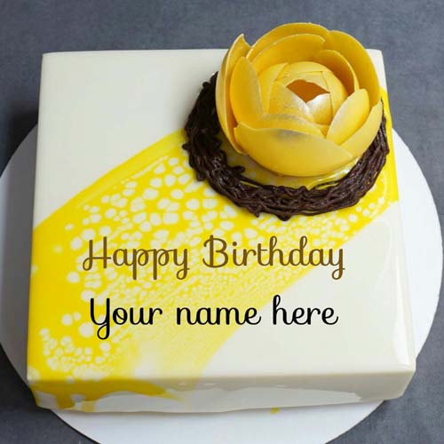 Write Name On Yummy Vanilla Pineapple Birthday Cake