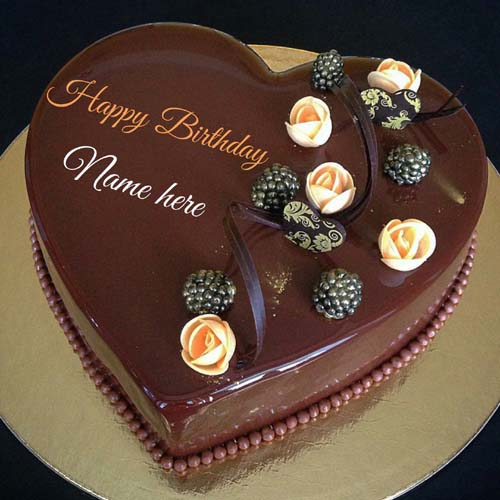 Chocolate Heart Cake With Name For Love