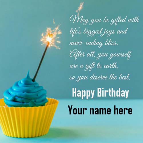 Write Name On Cupcake Birthday Greetings Card