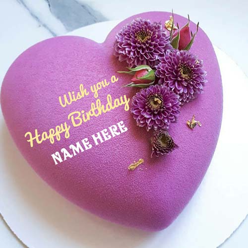 Heart Shaped Birthday Wishes Cake With Name On It