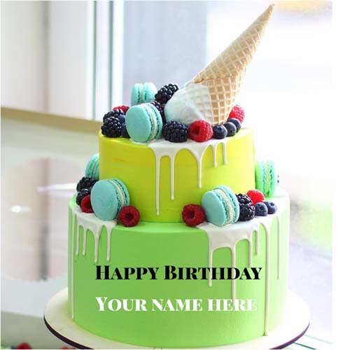 Double Layer Pineapple Flavor Cream Cake With Name