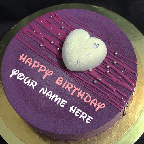 Blackcurrant Birthday Name Cake With Heart For Wife