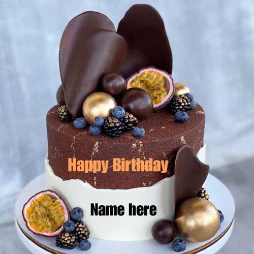 Chocolate Vanilla Birthday Cake With Name 