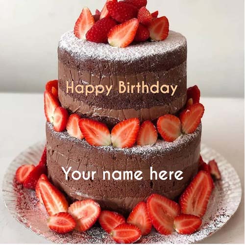 Double Layer Chocolate Birthday Cake With Strawberries