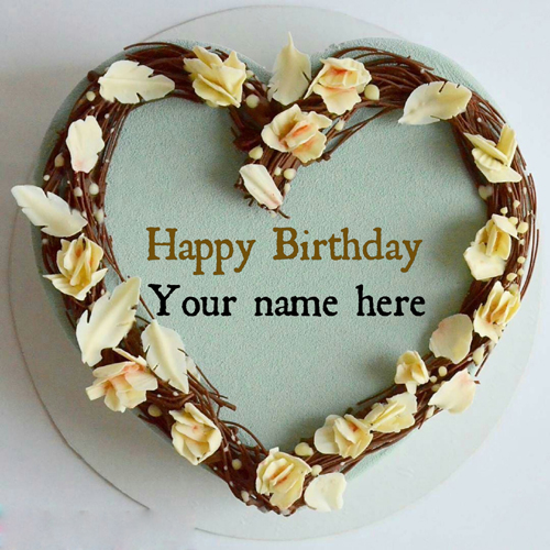 Write Name On Heart Birthday Cake For Love