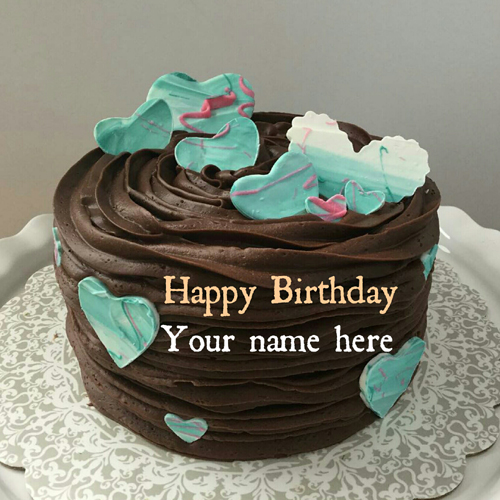 Chocolate Cream Birthday Cake With Name On It