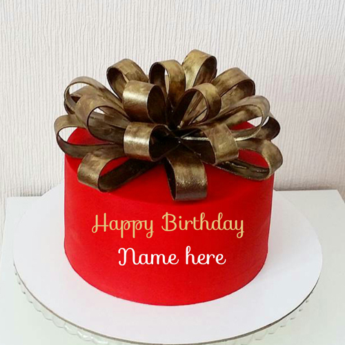 Ribbon Decorated Birthday Cake With Name For Husband
