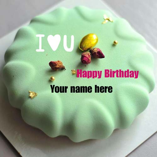 Pista Flavor Happy Birthday Cake With Name For Hubby