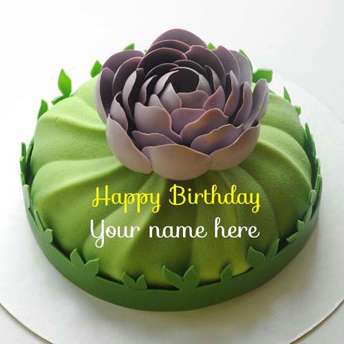 Green Apple Birthday Cake With Name For Friend