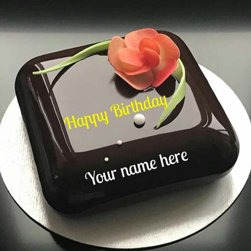 Square Shape Chocolate Birthday Cake With Name On It