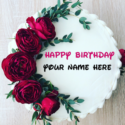 Generate Name On Rose Flower Birthday Cake