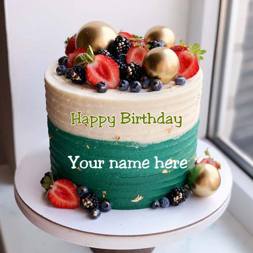 Fruit Birthday Cake With Name On It For Husband