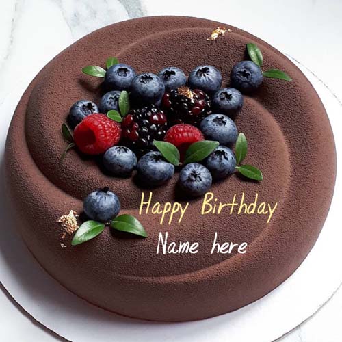 Chocolate Velvet Birthday Cake With Blueberry And Straw
