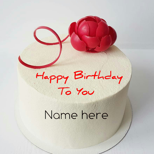 Vanilla Flavor Birthday Cake With Red Rose For Love