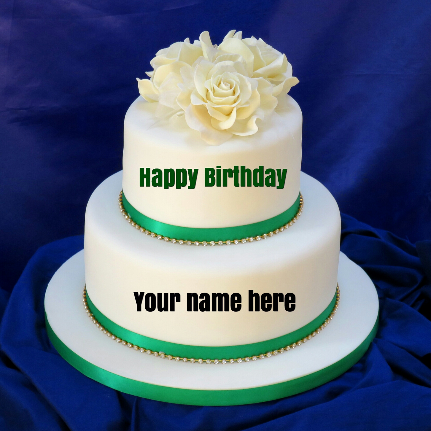 Double Layer Vanilla Birthday Cake With Name For Sister