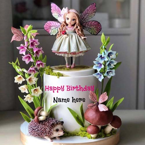 Happy Birthday Name Cake With Fairy For Kid 