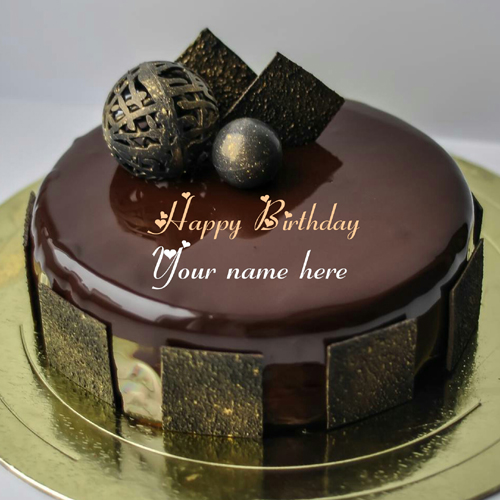 Mirror Glazed Chocolate Birthday Cake With Name On It