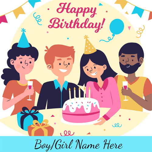 Cartoon Birthday Greetings Card With Name On It