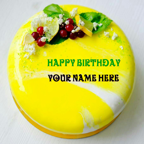 Lemon Cherry Birthday Cake With Name For Friend