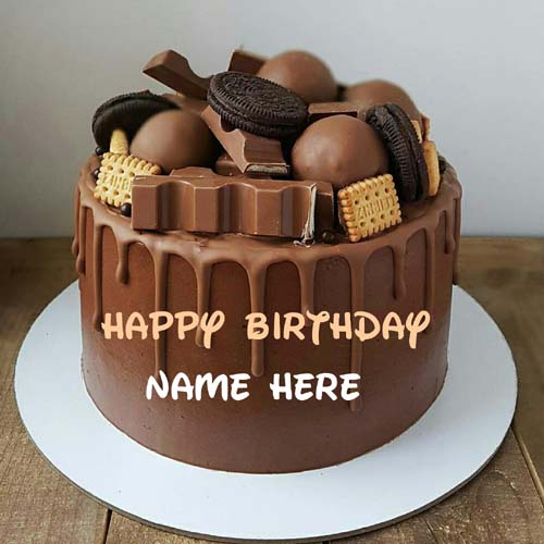 Chocolate Oreo Cake With Name For Birthday Wishes