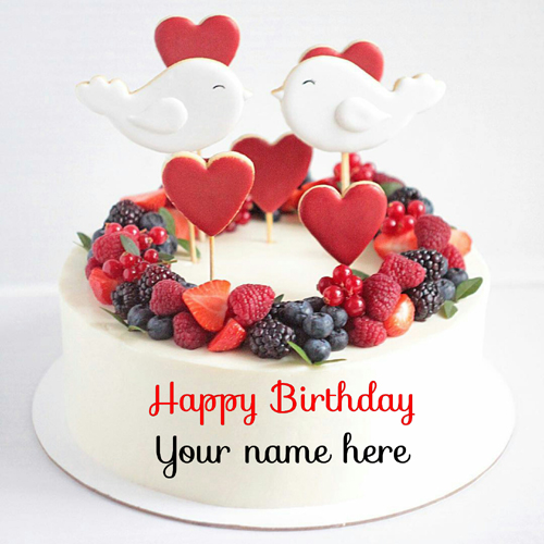 Vanilla Flavor Fruit Birthday Cake For Love With Name