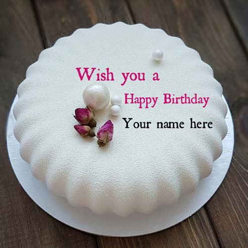 Write Name On Vanilla Flavor Birthday Cake For Papa