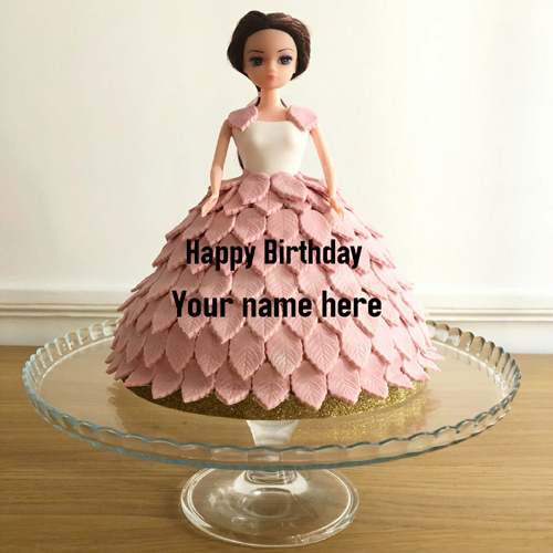 Barbie Doll Birthday Cake For Girl With Name On It