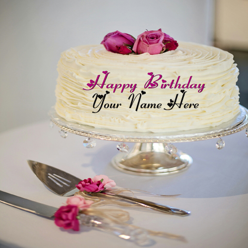 Write Name on Romantic Birthday Cake For Wife