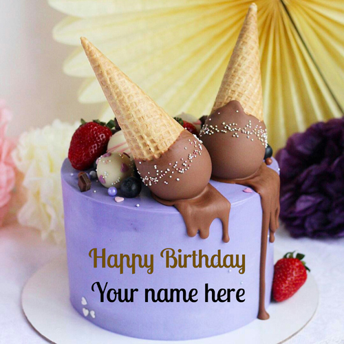 Blackcurrant Flavor Birthday Cake With Name For Friend