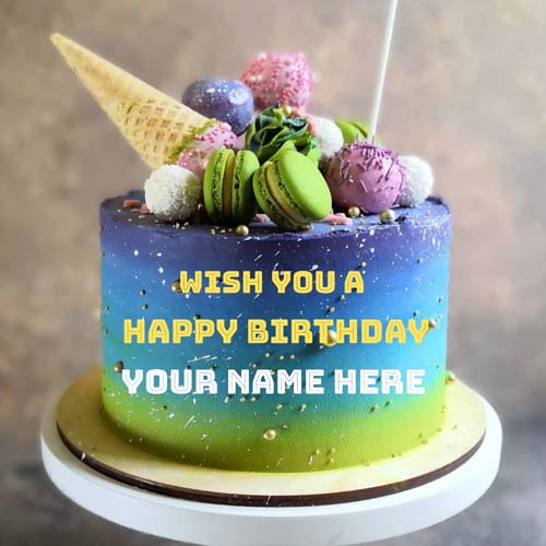Multicolor Butter Cream Name Birthday Cake With Mecaroo