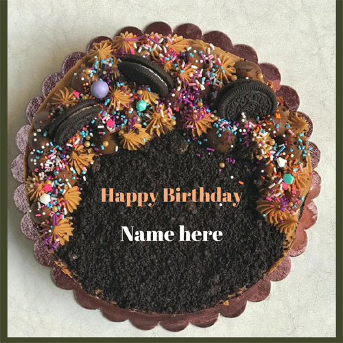 Oreo Chocolate Flavor Happy Birthday Name Cake