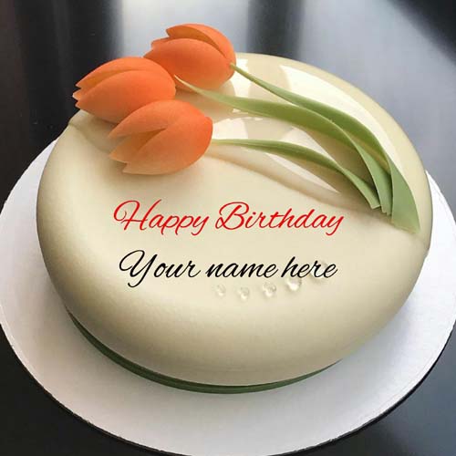 Vanilla Flavor Birthday Cake With Flower For Sister