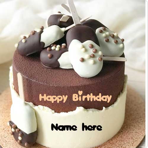 Chocolate Vanilla Beautiful Birthday Name Cake