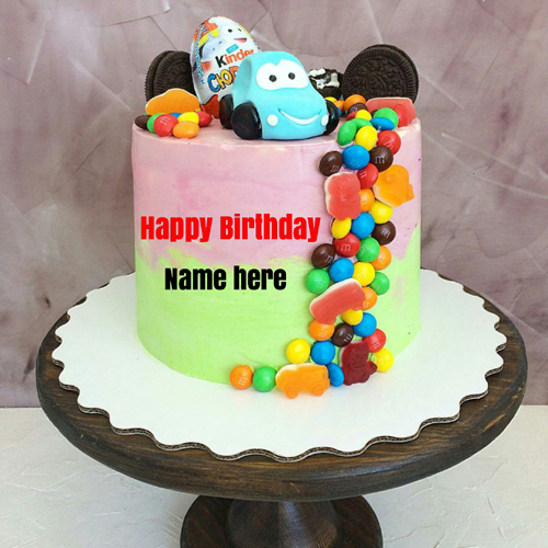 Generate Name On Kids Birthday Cake With Gems Toppings