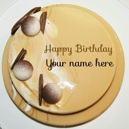 Double Layer Coffee Caramel Birthday Cake With Name 