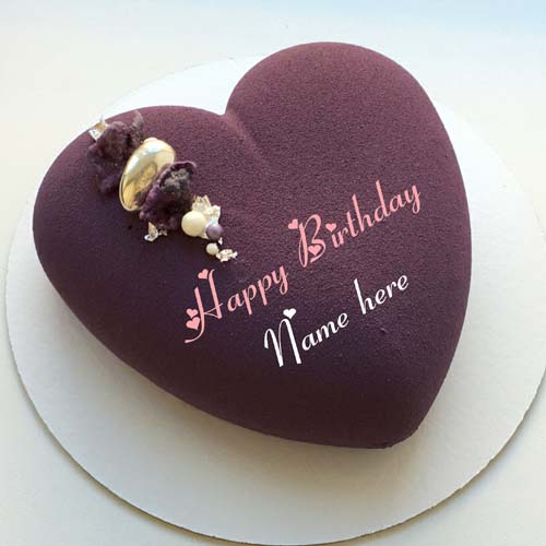 Blackcurrant Heart Birthday Cake With Name On It