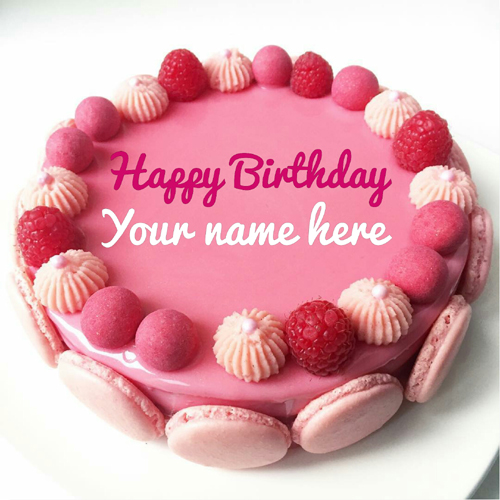 Beautiful Strawberry Birthday Cake With Name For Sister