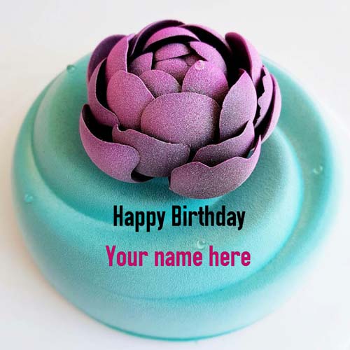 Write Name On Flower Decorated Birthday Cake For Hubby