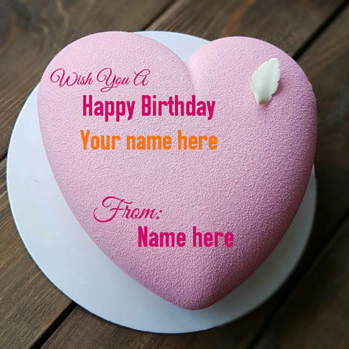 Romantic Strawberry Flavor Heart Cake With Name