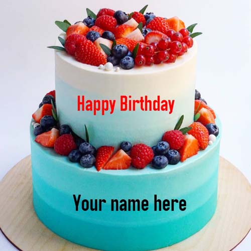 Double Layer Butter Cream Fruit Cake With Name On It
