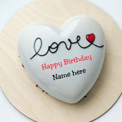Vanilla Flavor Heart Shape Birthday Cake With Name